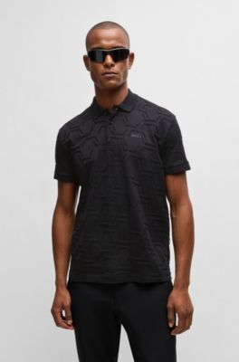 Polo Paddy relaxed fit en algod&oacute;n mercerizado guateado, Negro