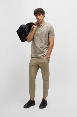 Paddy relaxed-fit polo shirt in quilted mercerized cotton, Light Green