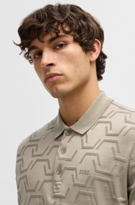 Paddy relaxed-fit polo shirt in quilted mercerized cotton, Light Green