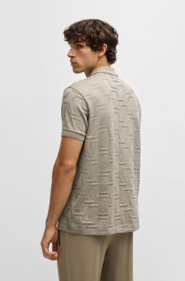 Paddy relaxed-fit polo shirt in quilted mercerized cotton, Light Green