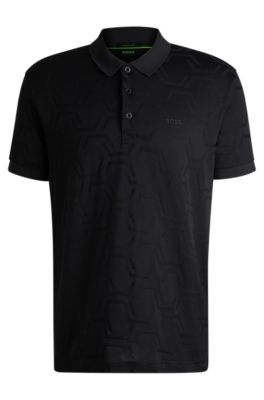 Paddy relaxed-fit polo shirt in quilted mercerized cotton, Dark Blue