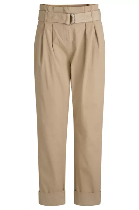 Paperbag trousers in stretch-cotton twill