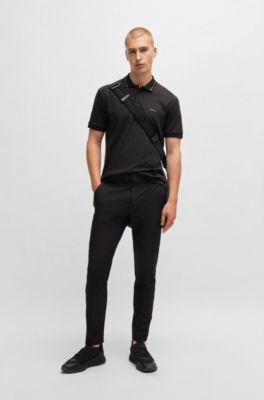Polo Paddy de jacquard de algod&oacute;n, Negro