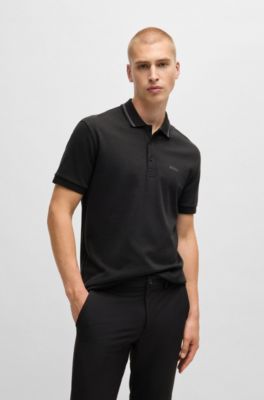 Polo Paddy de jacquard de algod&oacute;n, Negro