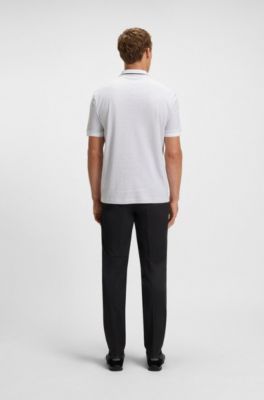 Polo Paddy de jacquard de algod&oacute;n, Blanco