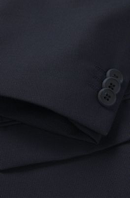 Extra-slim-fit suit in micro-patterned dobby, Dark Blue