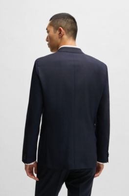 Extra-slim-fit suit in micro-patterned dobby, Dark Blue