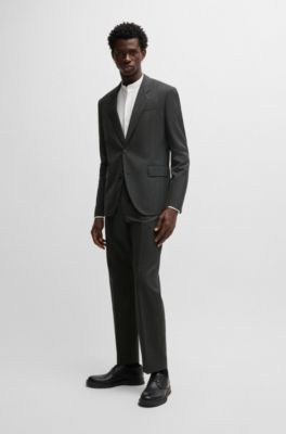 Modern-fit suit in micro-patterned performance-stretch fabric, Light Grey