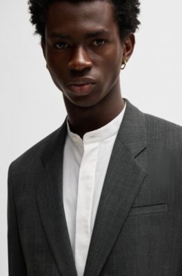 Modern-fit suit in micro-patterned performance-stretch fabric, Light Grey