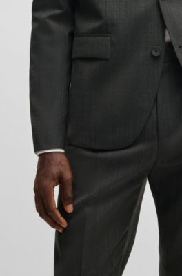 Modern-fit suit in micro-patterned performance-stretch fabric, Light Grey