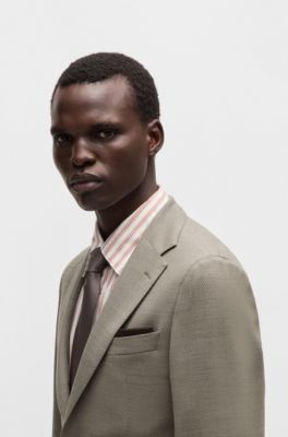 Blazer slim fit de mezcla de lana el&aacute;stica t&eacute;cnica, Cal