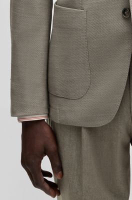 Blazer slim fit de mezcla de lana el&aacute;stica t&eacute;cnica, Cal