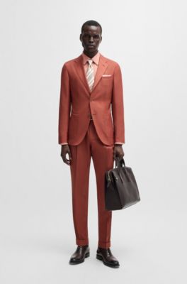 Americana slim fit de cashmere, lana y seda, Naranja oscuro