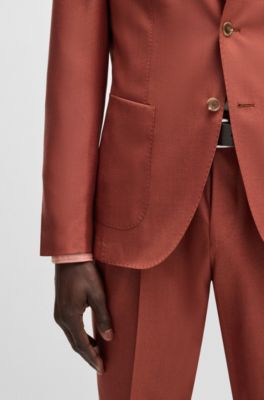 Americana slim fit de cashmere, lana y seda, Naranja oscuro