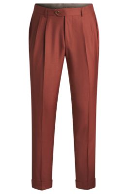 Pantalones regular fit de cashmere, lana virgen y seda, Rojo