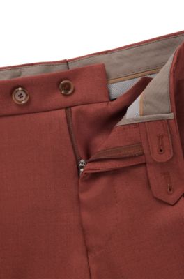 Pantalones regular fit de cashmere, lana virgen y seda, Rojo