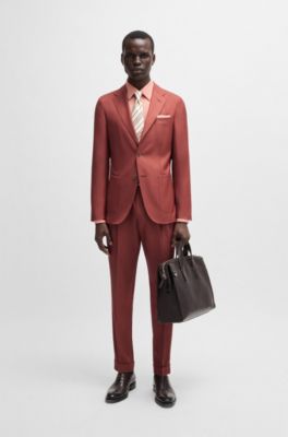 Pantalones regular fit de cashmere, lana virgen y seda, Rojo