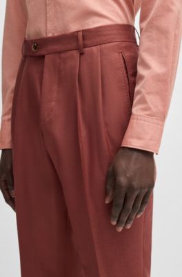 Pantalones regular fit de cashmere, lana virgen y seda, Rojo