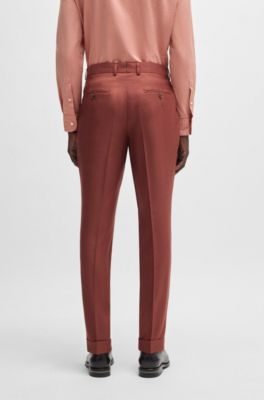 Pantalones regular fit de cashmere, lana virgen y seda, Rojo