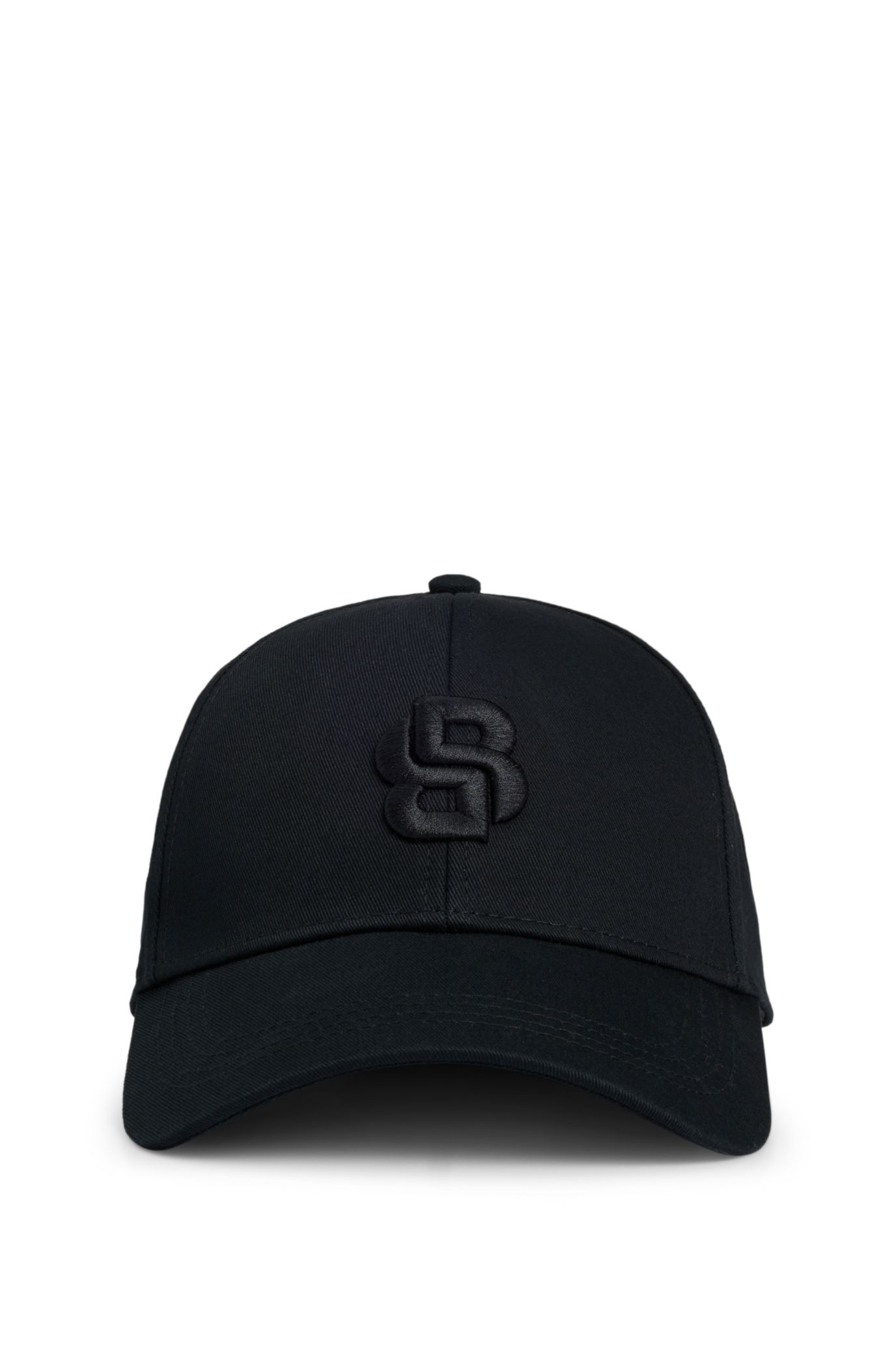 BOSS - Cotton-twill cap with embroidered Double B monogram - Black