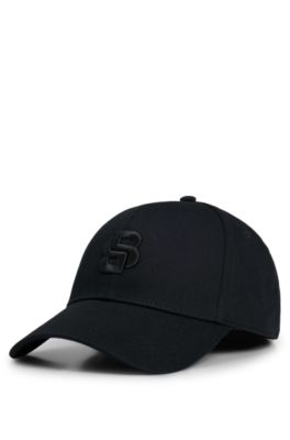 Cotton-twill cap with embroidered Double B monogram, Black