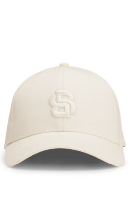 Cotton-twill cap with embroidered Double B monogram, White