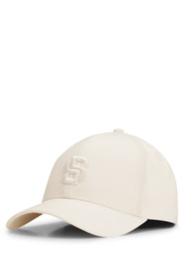 Cotton-twill cap with embroidered Double B monogram, White