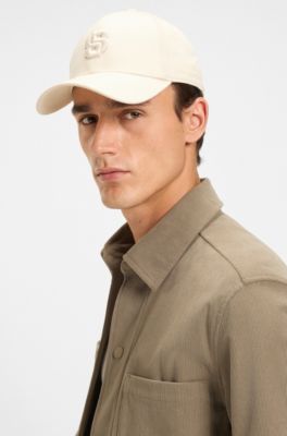 Cotton-twill cap with embroidered Double B monogram, White