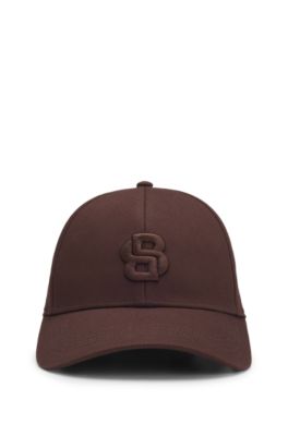 Cotton-twill cap with embroidered Double B monogram, Dark Brown