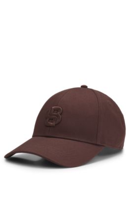 Cotton-twill cap with embroidered Double B monogram, Dark Brown