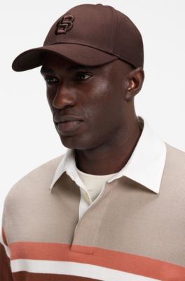 Cotton-twill cap with embroidered Double B monogram, Dark Brown