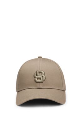 Cotton-twill cap with embroidered Double B monogram, Light Brown