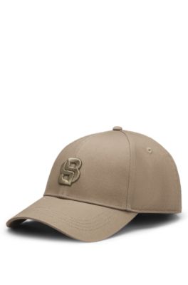 Cotton-twill cap with embroidered Double B monogram, Light Brown