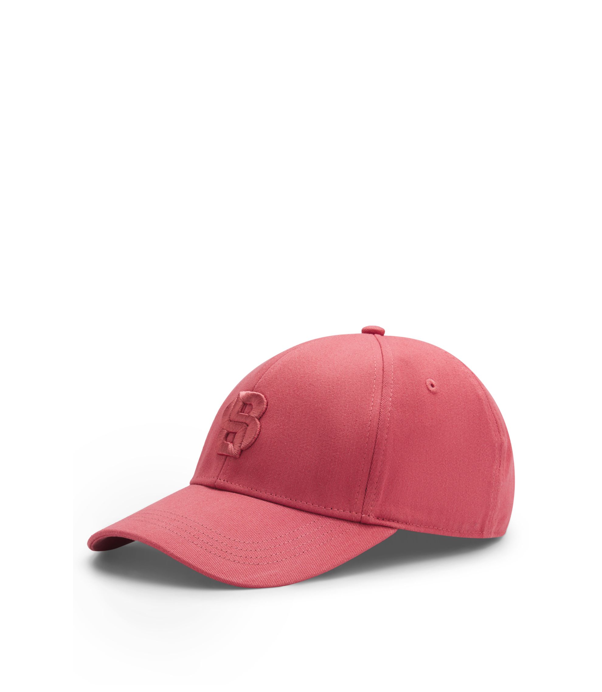 BOSS - Cotton-twill cap with embroidered Double B monogram - Red
