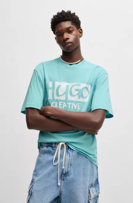 Cotton-jersey T-shirt with logo artwork