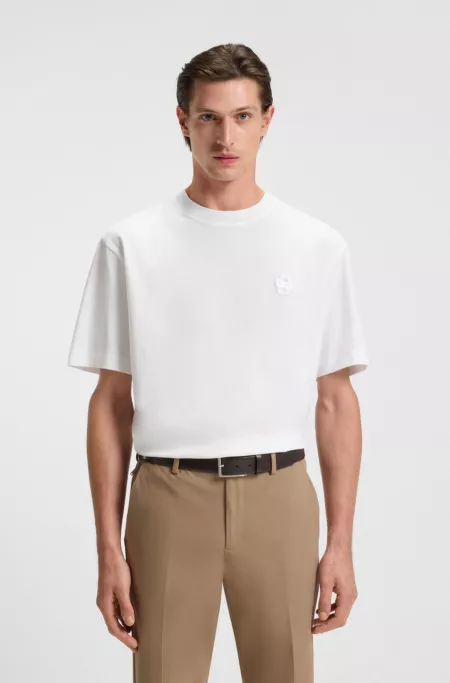 BOSS SELECTED BY SHOHEI OHTANI Mercerized-cotton T-shirt with Double B monogram