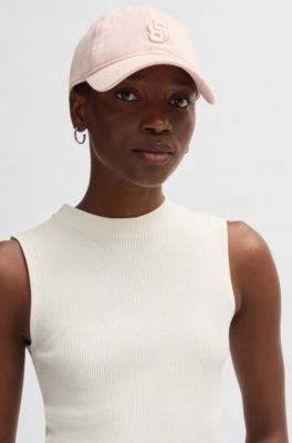 Cotton cap with embroidered Double B monogram, light pink
