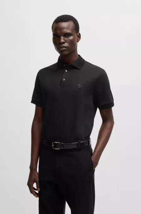 Cotton-piqué polo shirt with Double B monogram