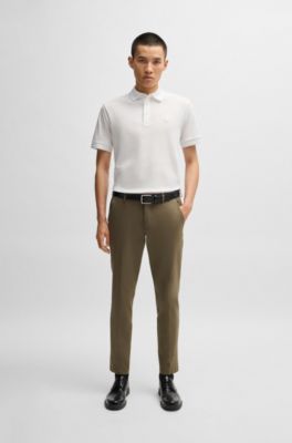 Polo de piqu&eacute; de algod&oacute;n con monograma Double B, Blanco