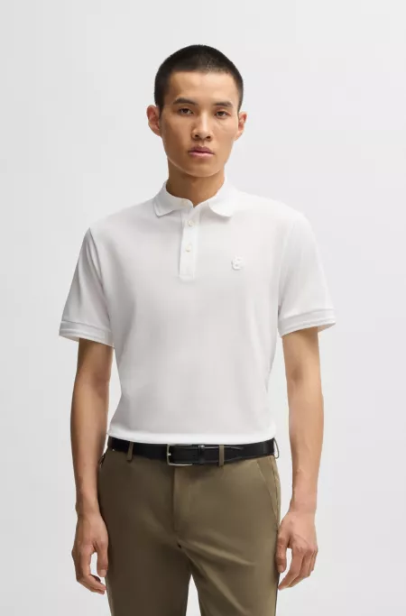Cotton-piqué polo shirt with Double B monogram