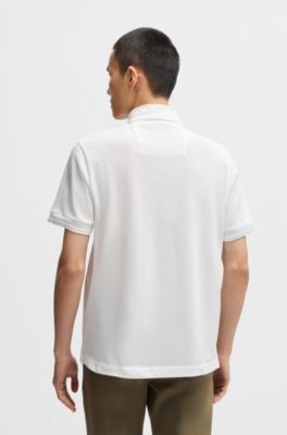 Polo de piqu&eacute; de algod&oacute;n con monograma Double B, Blanco