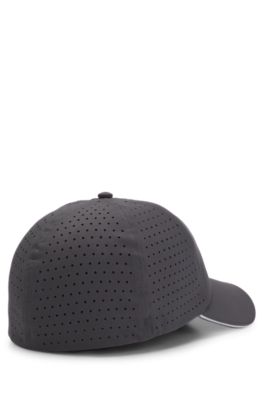 Taffeta cap with laser-cut dot pattern, Dark Grey
