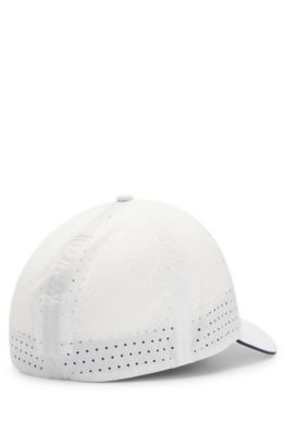 Taffeta cap with laser-cut dot pattern, White