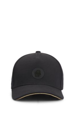 Casquette en coton m&eacute;lang&eacute; avec patch double&nbsp;B, Noir