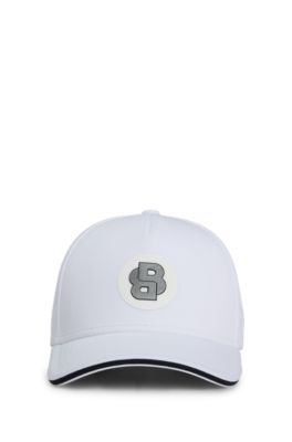 Casquette en coton m&eacute;lang&eacute; avec patch double&nbsp;B, Blanc