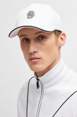 Casquette en coton m&eacute;lang&eacute; avec patch double&nbsp;B, Blanc