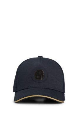 Casquette en coton m&eacute;lang&eacute; avec patch double&nbsp;B, Bleu fonc&eacute;