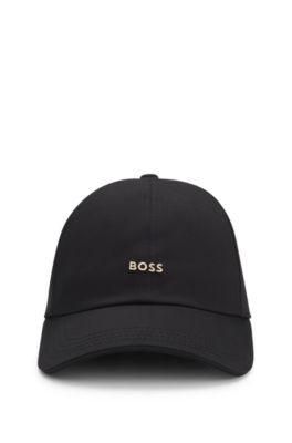 Gorra de sarga de algod&oacute;n con logo met&aacute;lico, Negro