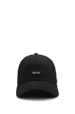 Gorra de sarga de algod&oacute;n con logo met&aacute;lico, Negro