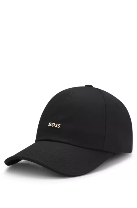 Metal-logo cap in cotton twill